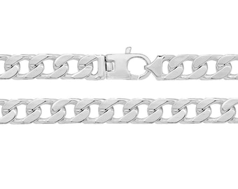 925 Sterling Silver 8mm Flat Square Curb Chain Necklaces Hallmarked - Choice of Lengths