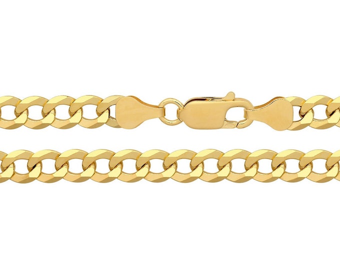 Gold Plated 925 Sterling Silver Chunky 6mm Wide Flat Curb Chain Necklaces - Choice of Lengths