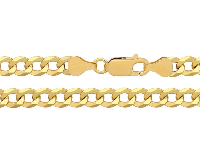 Gold Plated 925 Sterling Silver Chunky 6mm Wide Flat Curb Chain Necklaces - Choice of Lengths