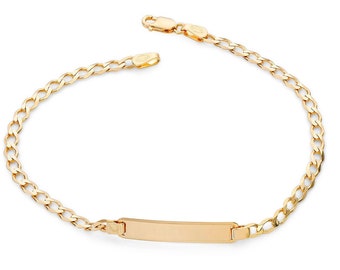 Babies 9ct Yellow Gold 6" Curb Chain ID Bracelet Hallmarked - Real 9K Gold