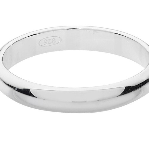 925 Sterling Silver 2mm D shape Classic Weight Wedding Ring main image 0