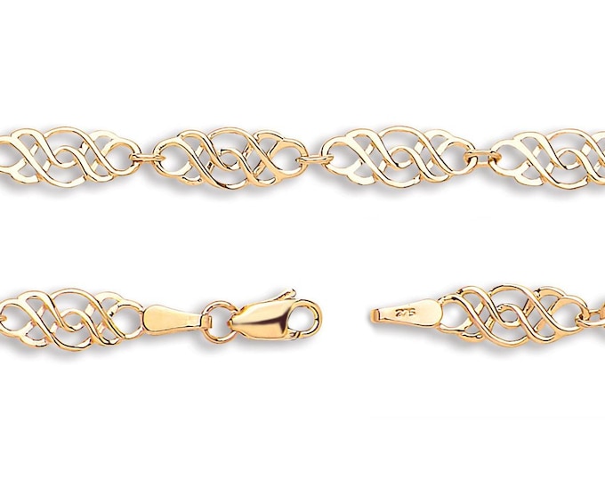 Celtic Knot Bracelet Ladies 9ct Yellow Gold 7" Bracelet Hallmarked - Real 9K Gold