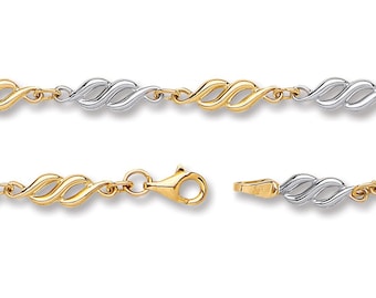 Twisted Spiral Link Bracelet 9ct 2 Colour Gold 7" Bracelet Hallmarked - Real 9K Gold