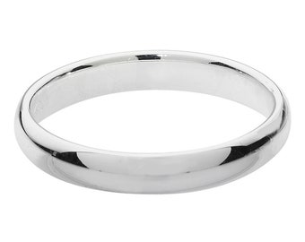 Court Shape Wedding Ring Widths 3mm-8mm 925 Sterling Silver Plain Sizes J-Z