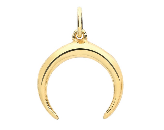 Gold on 925 Sterling Silver 15mm Crescent Horn Charm Pendant