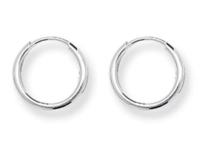 Pair of 925 Sterling Silver 10mm Diameter 1mm Tube Threader Sleeper Hoop Earrings