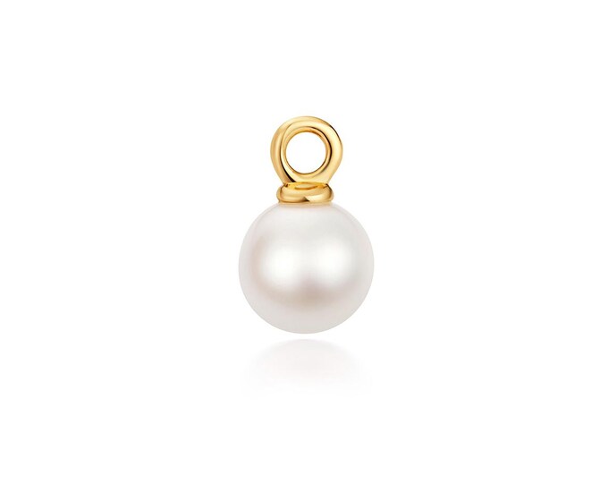 Single 9ct Yellow Gold 7mm Fresh Water Pearl Earring Charm - Hoop NOT included