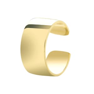 9ct Yellow Gold 5mm Wide Cartilage Cuff 8mm Diameter Single Hoop Earring - Real 9K Gold