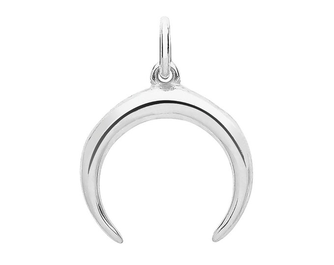 925 Sterling Silver 15mm Crescent Horn Charm Pendant