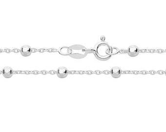 925 Sterling Silver Plain Polished Beaded Rolo Chain Necklaces