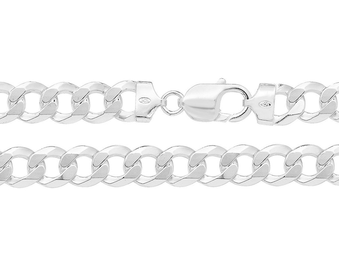 Gents Solid 925 Sterling Silver 8.5" Chunky Curb Chain Bracelet Hallmarked