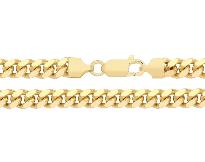 Gold Plated 925 Sterling Silver Chunky 6.3mm Wide Close Curb Chain Necklaces - Choice of Lengths- Hallmarked