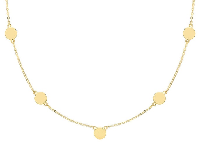 Ladies 9ct Yellow Gold Boho Gypsy Round Discs Chain 7" Bracelet - Solid 9K Gold