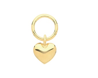 Single 9ct Yellow Gold Small 4mm Heart Earring Charm - Hoop NOT included