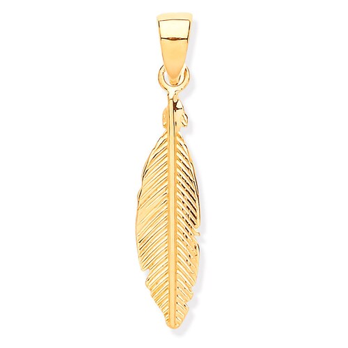 9ct Yellow Gold Small 2.5cm Feather 