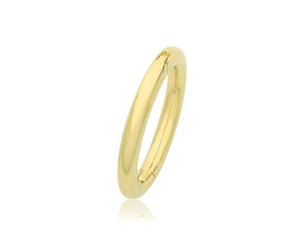 SINGLE 9ct Yellow Gold 10mm Diameter Seamless Clicker Hoop Earring - Real 9K Gold