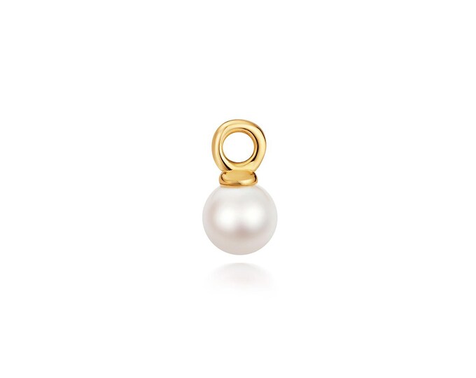 Single 9ct Yellow Gold 5mm Fresh Water Pearl Earring Charm - Hoop NOT included