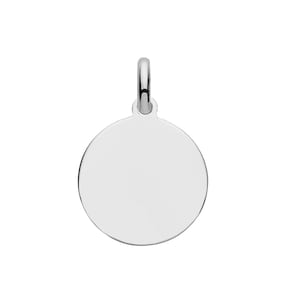 925 Sterling Silver 14mm Flat Round Plain Polished Disc Tag Pendant