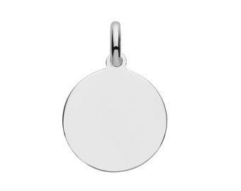925 Sterling Silver 14mm Flat Round Plain Polished Disc Tag Pendant