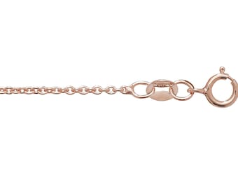 9K Rose Gold 1mm Cable Chain  16" 18" 20" 22" 24" Hallmarked - Solid 9K Gold