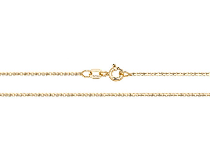Modern 1mm Box Chain 9ct Yellow Gold Hallmarked - Solid 9K Gold