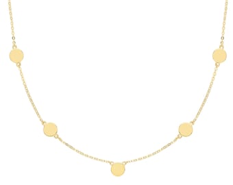 9ct Yellow Gold Boho Gypsy Round Discs Chain 17.5" Necklace - Solid 9K Gold