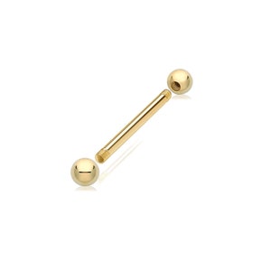 SINGLE 9ct Yellow Gold Barbell Stud Screw Back Earring 1.2mm Bar Thickness - Solid 9K Gold