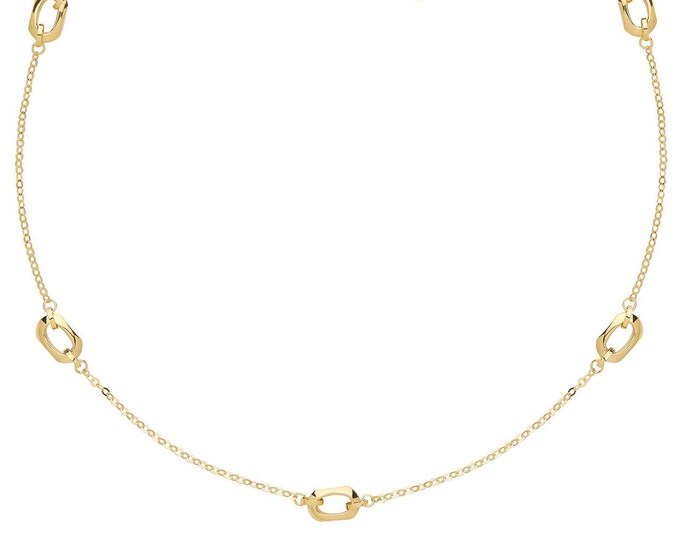 9ct Yellow Gold Hexagonal Charm Link 18" Necklace - Solid 9K Gold