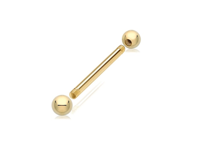 SINGLE 9ct Yellow Gold Barbell Stud Screw Back Earring 1.2mm Bar Thickness - Solid 9K Gold