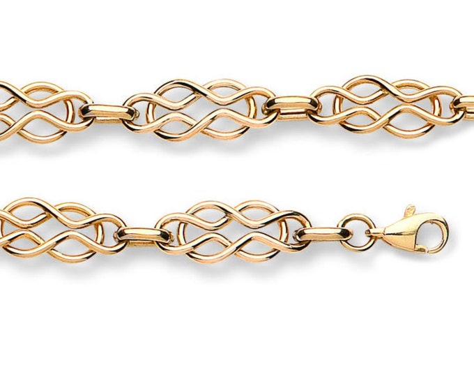 Ladies 9K Yellow Gold Hollow Celtic Knot 7" Bracelet Hallmarked - Real 9K Gold