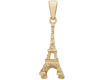 9ct Solid Yellow Gold 1.8cm Eiffel Tower Charm Pendant - Real 9K Gold