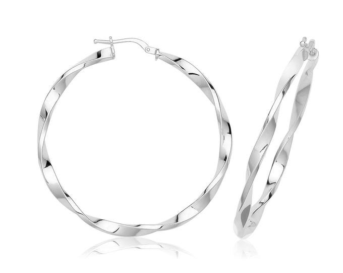 Twisted Silver 45mm Polished Hoop Earrings