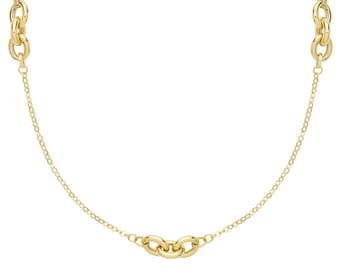 9ct Yellow Gold  Triple Interlocking Circle Link 18" Necklace - Solid 9K Gold