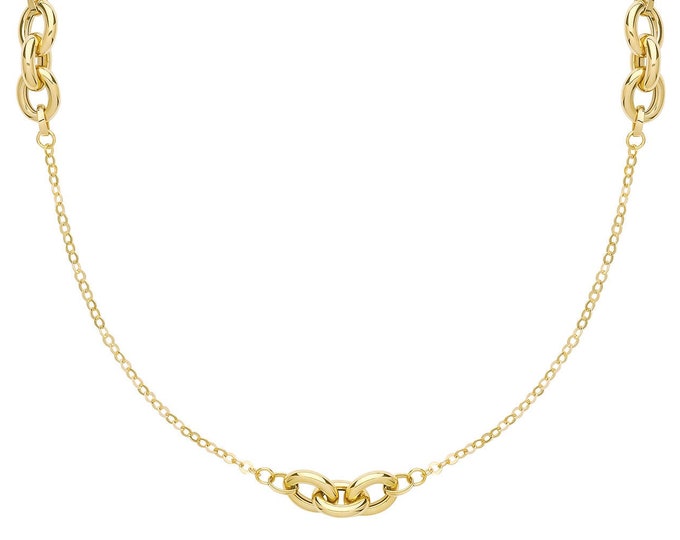 9ct Yellow Gold  Triple Interlocking Circle Link 18" Necklace - Solid 9K Gold