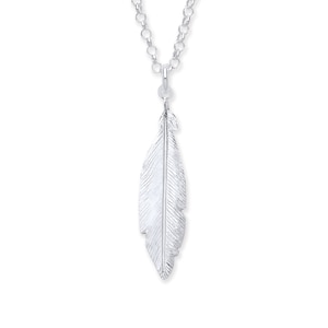 925 Sterling Silver Feather Pendant on Adjustable 16&quot;-18&quot; Chain