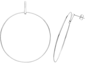 Contemporary 925 Sterling Silver Large 55mm Hoop Drop Earrings