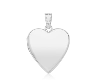 925 Sterling Silver 20mm Plain Polished Heart Shaped Locket