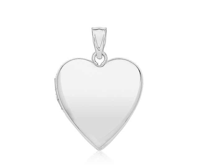 925 Sterling Silver 20mm Plain Polished Heart Shaped Locket