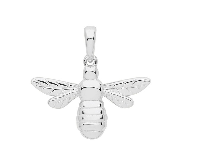 Rhodium Plated 925 Sterling Silver 18x15mm Bumble Bee Charm Pendant