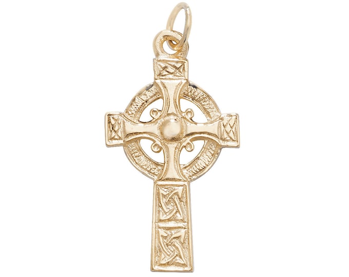 9ct Yellow Gold Solid 2.5cm Celtic Knot Design Cross Pendant Hallmarked - Real 9K Gold