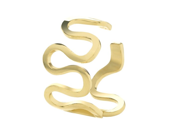 SINGLE 9ct Yellow Gold 10mm Diameter Modern Plain Swirl Cartilage Cuff Hoop Earring - Real 9K Gold