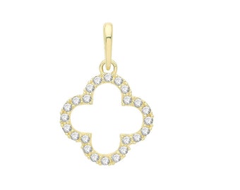 9ct Yellow Gold 10mm Alegria Shape Cz Charm Pendant - Real 9K Gold