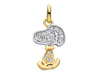 9K 2 Colour Gold Cz Snoopy Dog Charm Pendant