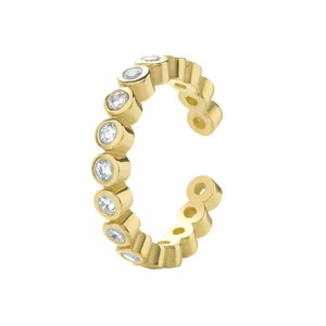 9ct Yellow Gold Bezel Rubover Cz 10mm Cartilage Cuff SINGLE Hoop Earring - Real 9K Gold