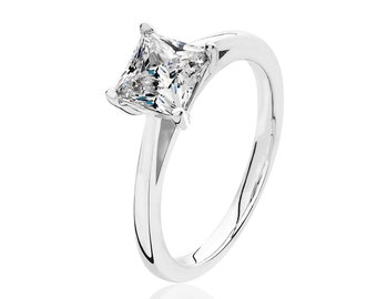 Rhodium Plated 925 Sterling Silver Claw Set 6mm Solitaire Princess Cz Engagement Ring