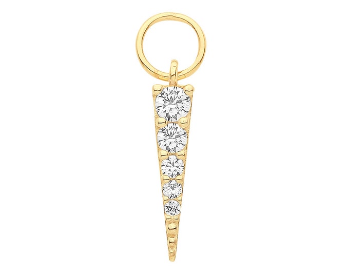 Single 9ct Yellow Gold 10mm Pave Cz Spike Earring Charm - Hoop NOT included