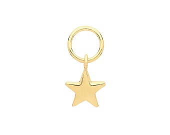 Single 9ct Yellow Gold Small 4mm Star Earring Charm - Hoop NOT included