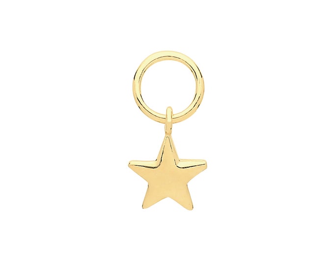 Single 9ct Yellow Gold Small 4mm Star Earring Charm - Hoop NOT included