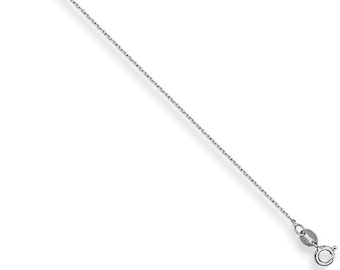 Ladies 9ct White Gold Light Weight Diamond Cut Fine Trace Chain 16" 18" 20" - Real 9K Gold