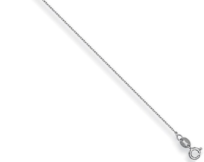 Ladies 9ct White Gold Light Weight Diamond Cut Fine Trace Chain 16" 18" 20" - Real 9K Gold
